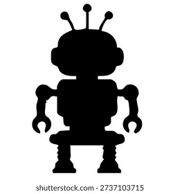 classic android robot silhouette with antennas and square body standing straight up