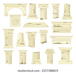 Classic Antique Marble Columns Historic Ruin Vector Set