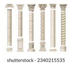 Classic antique marble columns in vector graphics and in different styles