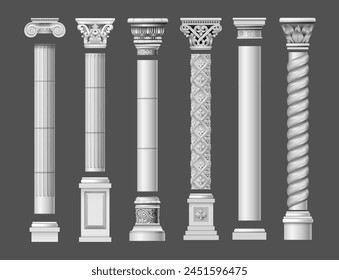 Columnas clásicas de mármol antiguo en Vector gráfico y en diferentes estilos