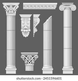 Columnas clásicas de mármol antiguo en Vector gráfico y en diferentes estilos