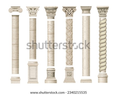 Classic antique marble columns in vector graphics and in different styles 商業照片 © 