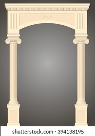 Classic antique portal with columns in vector graphics
