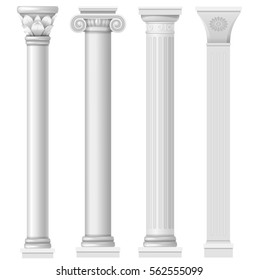 Classic antique white columns in vector graphics
