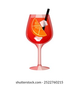 Klassischer Aperol Spritz Cocktail.Sommerliches alkoholisches Erfrischungsgetränk mit Orange und Eis in einem hohen Glas.	
