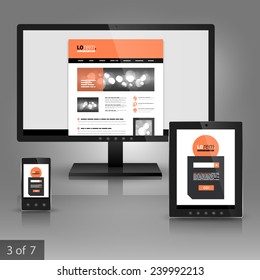 Classic application template design for gadgets with red round element and black shape. Elements of stationery.