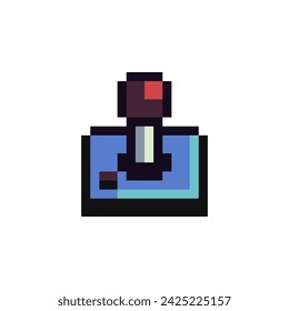 Classic arcade game joystick pixel art icon. Flat style. Old school computer graphic design. 8-bit sprite. Retro 80s game assets. Isolated vector illustration.