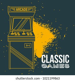 classic arcade game machine rendering