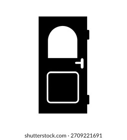 Ilustración vectorial clásica de la silueta de la puerta del arco y del panel, icono negro tradicional para la entrada del edificio y el diseño interior