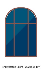 Ilustración plana de la ventana de arco clásico