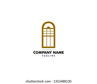 Classic arched window Icon Vector Logo Template