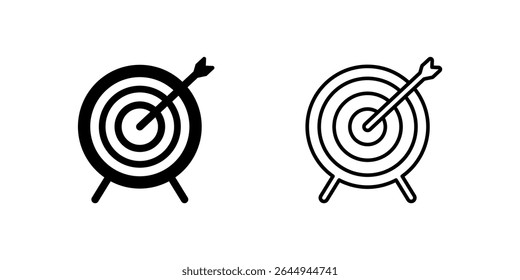 Classic archery target bullseye icon set for sports, aiming, and competition. Ideal for success, focus, and precision themes.