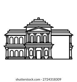 Klassisches Architekturgebäude mit römischen Säulen und großartiger Eingangsfassadenstruktur Silhouette, Vektorgrafik für urbanes Stadtlandschaftsdesign