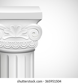 Classic architectural detail  roman column close up on background old paper