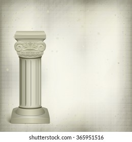 Classic architectural detail  roman column close up on background old paper