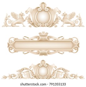 Classic architectural facade decor for the facade of the arch. Set of vector elements.