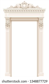 Classic architectural window or door facade decor for the frame. Set of vector elements. Transparent shadow.