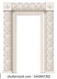 Classic architectural window or door facade decor for the frame. Set of vector elements. Transparent shadow.