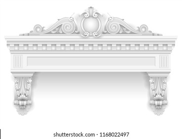 Classic architectural window facade decor for the facade of the arch or spent it. Set of vector elements. Transparent shadow.