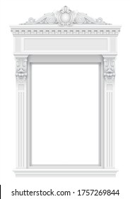 Classic architectural window facade decor for the frame. Set of vector elements. Transparent shadow.