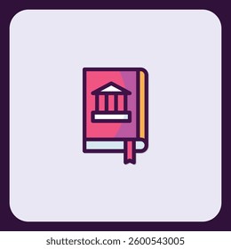 Classic Architecture Textbook Icon Design, Book with Temple Graphic