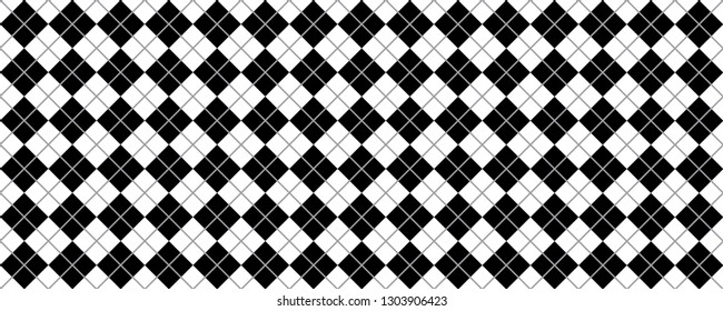 Classic Argyle pattern Background Traditional lozenge diamond checkered check diamonds print plaid Vector Seamless Geometric shape flannel flanel textile texture fabric weaving square Bright black