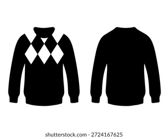 Vector clásico de la silueta del puente del patrón de Argyle, Plantilla de la sudadera del estilo de Preppy para las maquetas del diseño de la moda de los hombres