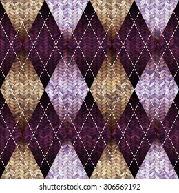 Classic argyle pattern in knitting style. Seamless background pattern. 