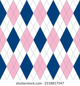 Clásico argyle sin patrón con rosa y azul para la impresión de la tela, Fondo de pantalla, fondo