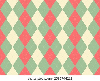Classic argyle pattern in soft pastel colors.  Perfect for backgrounds, textiles, or retrothemed designs.