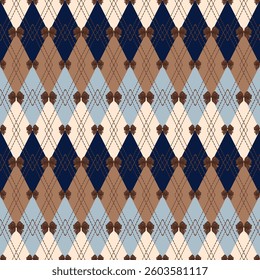 Classic Argyle seamless Pattern In Shades Of Blue And Brown