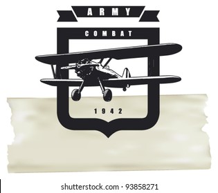 classic army shield with plane