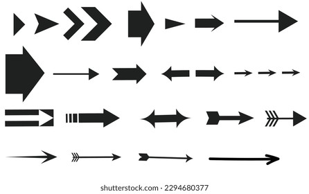 Classic arrow Arrows set icon vector white background