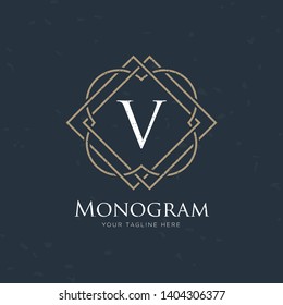 classic art deco luxury linear monochrome golden minimal hipster geometric vintage vector monogram, frame , border , label for your logo badge or crest