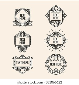 classic art deco luxury minimal hipster geometric vintage vector monogram, frame , border, badge, label, crest, or Vintage Insignias, vector design elements, business signs, identity