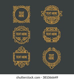 classic art deco luxury minimal hipster geometric vintage vector monogram, frame , border, badge, label, crest, or Vintage Insignias, vector design elements, business sign, identity