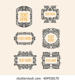 classic art deco luxury minimal hipster geometric vintage vector monogram, frame , border, badge, label, crest, or Vintage Insignias, vector design elements, business signs, identity