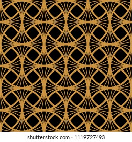 Classic Art Deco Seamless Pattern with Curves. Geometric Stylish Texture. Abstract Retro Vector Texture.