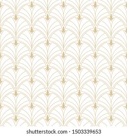 Classic Art Deco Seamless Pattern on White  background. Geometric Stylish Texture with royal lily.  Abstract Retro Vector Texture. Vintage Royal wallpaper. Vector illustration