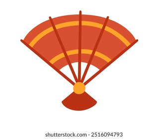 Classic asian hand fan design. Paper folding souvenir. Vector illustration isolated on white background