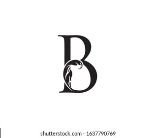 Classic B Letter Swirl Logo. Black B With Classy Leaves Shape design perfect for Boutique, Jewelry, Beauty Salon, Cosmetics, Spa, Hotel and Restaurant Logo. 