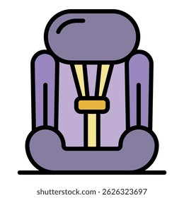 Classic baby car seat icon. Outline classic baby car seat vector icon color flat isolated