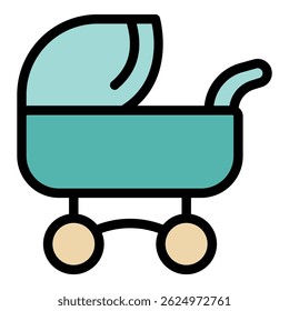 Classic baby carriage icon symbolizing newborn transport, childcare, and the joys of parenthood