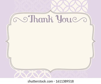 Classic Baby Shower Thank You Layout Template, Lilac Purple Color  Beautiful Abstract Design Theme Note For Boys, Elegant Mosaic Tile Mommy To Be And Parents Blank Card