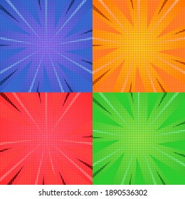 klassische Hintergrundkomposition mit 4 Farben: Rot, Grün, Blau und Orange in einem Rahmen oder einer Datei