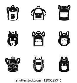 Classic backpack icon set. Simple set of 9 classic backpack vector icons for web design on white background