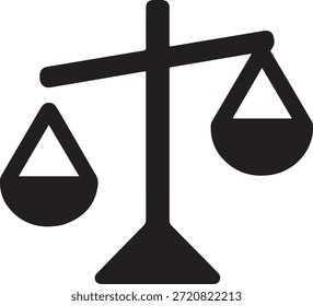 Klassisches Symbol für Balance, das Gerechtigkeit, Recht, Gleichheit und Fairness repräsentiert. Sauberes, solides Vektorsymbol, ideal für rechtliche, ethische und entscheidungsrelevante Designs.