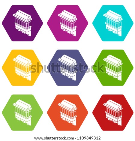 Classic balcony icons 9 set coloful isolated on white for web