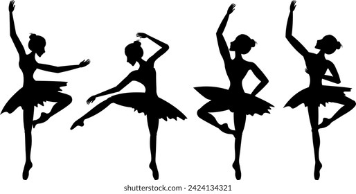 Classic ballet. Set of vector ballet silhouettes. For your design, social networks, avatars and more. 