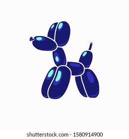 Classic balloon dog. Stock vector illustration of cute cartoon bubble animal in blue color of the year 2020 isolated on white background. Concept for logo, card, t-shirt print, invitation, accessories